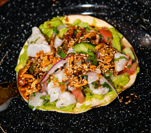 Cold smoked bass ceviche